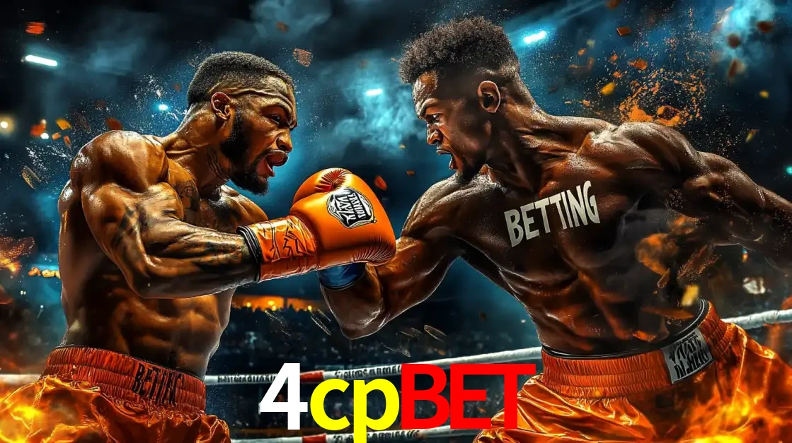 Dois boxeadores em uma luta intensa e explosiva, representando a adrenalina e as oportunidades de apostas em esportes de combate disponíveis na plataforma 4cpbet.