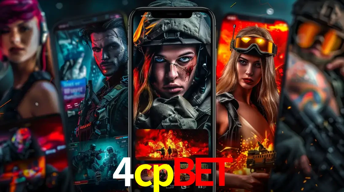 Montagem de telas de celular mostrando diversos personagens, masculinos e femininos, de um jogo de tiro, ilustrando a diversidade de equipes de e-sports para apostar no 4cpbet.